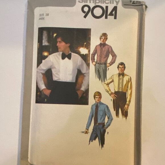 Simplicity 9014 Pattern Top Cummerbund Bow Tie Men 38 Vintage Tuxedo Formal - Picture 2 of 6